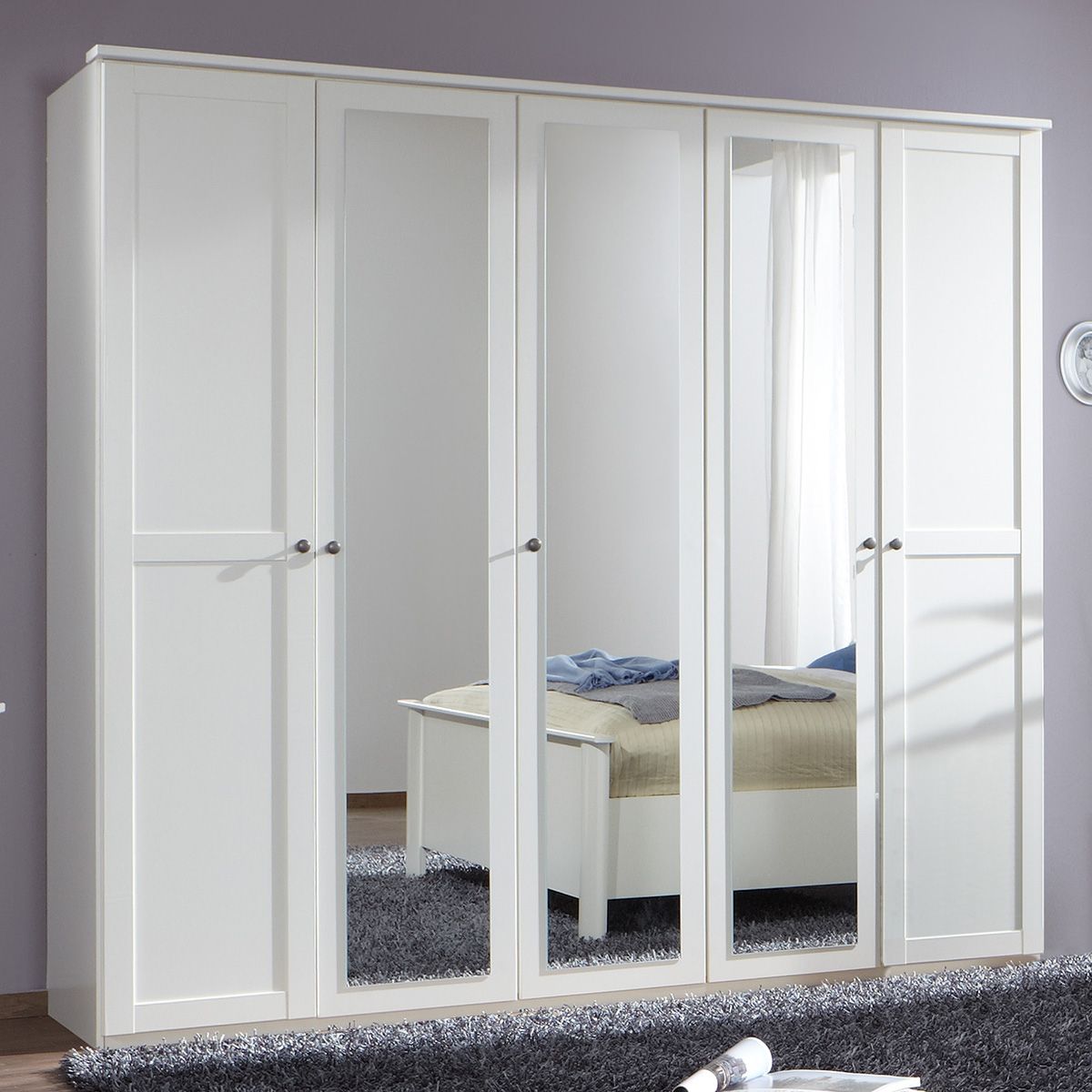 CONWAY 5 Door Wardrobe White 225cm