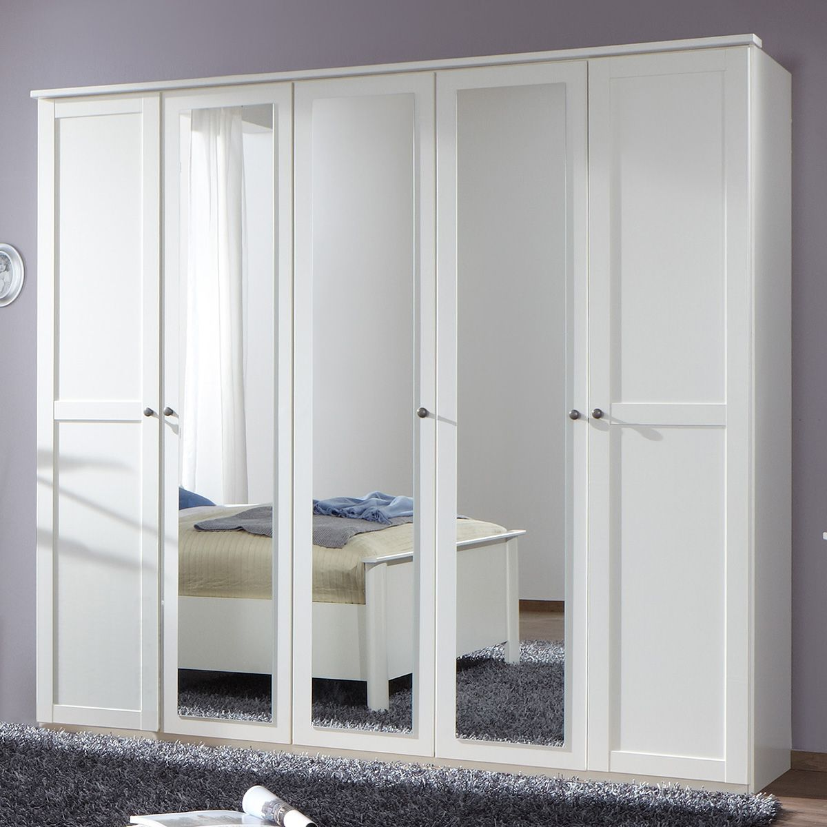 CONWAY 5 Door Wardrobe White 225cm