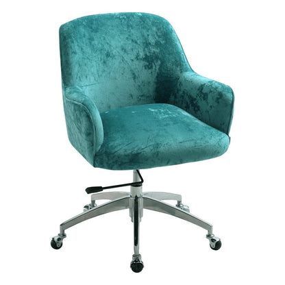 Velvet Upholstered Wheeled Swivel Office Chair