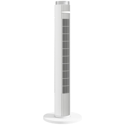 HOMCOM 96 cm Tower Fan with WiFi App Control, Standing Floor Fan with 3 Speed 4 Modes, 12 Hour Timer and Night Light White
