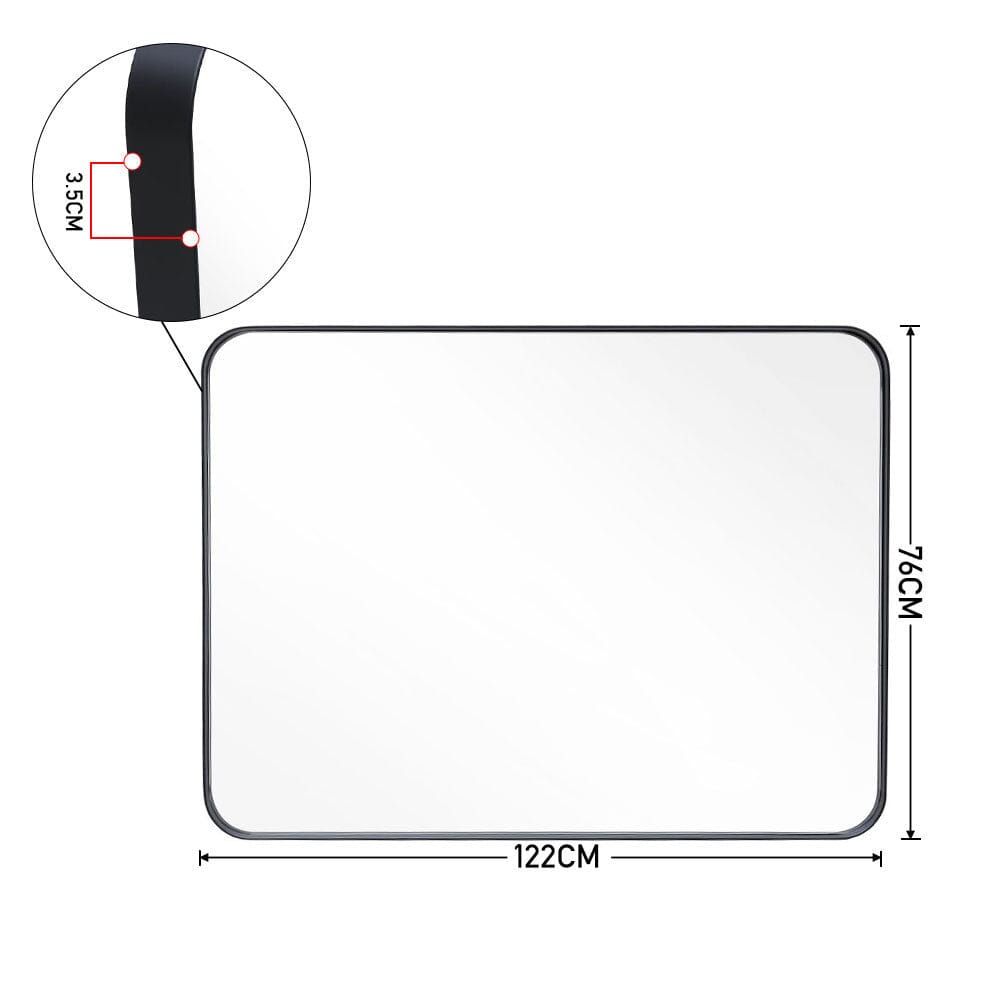 مرآة حائط للحمام بإطار من الألومنيوم مقاس 80/122 سم مع زاوية مستديرة