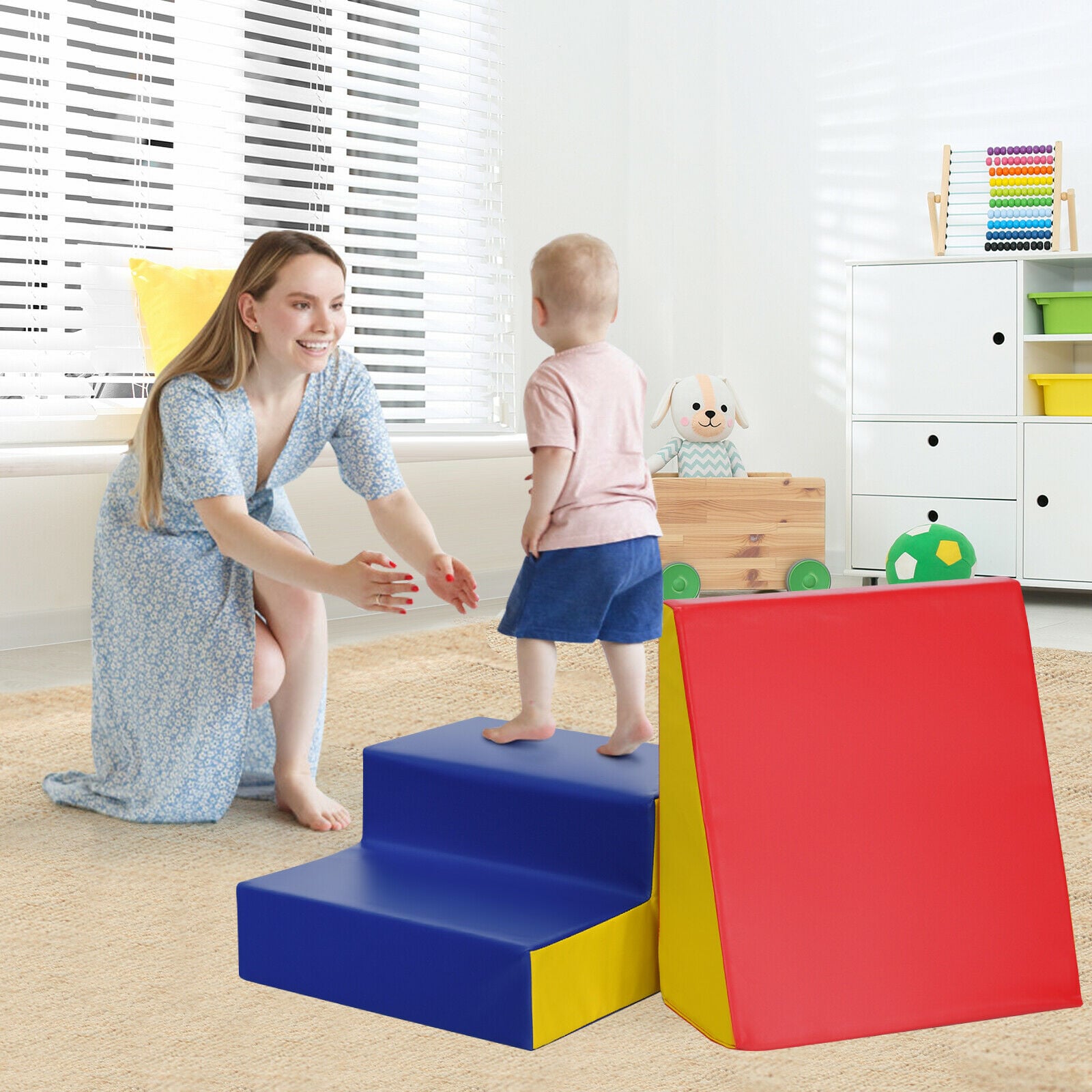 Toddler Climb and Crawl Foam Play Set-Blue & Red