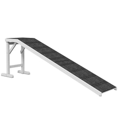 PawHut Pet Ramp for Dogs with Non-Slip Carpet and Top Platform - White & Grey