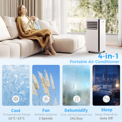 HOMCOM Portable Air Conditioner 9000 BTU, 4-in-1 Air Conditioning Unit with Cooling, Dehumidifier, Fan, Sleep Mode, White