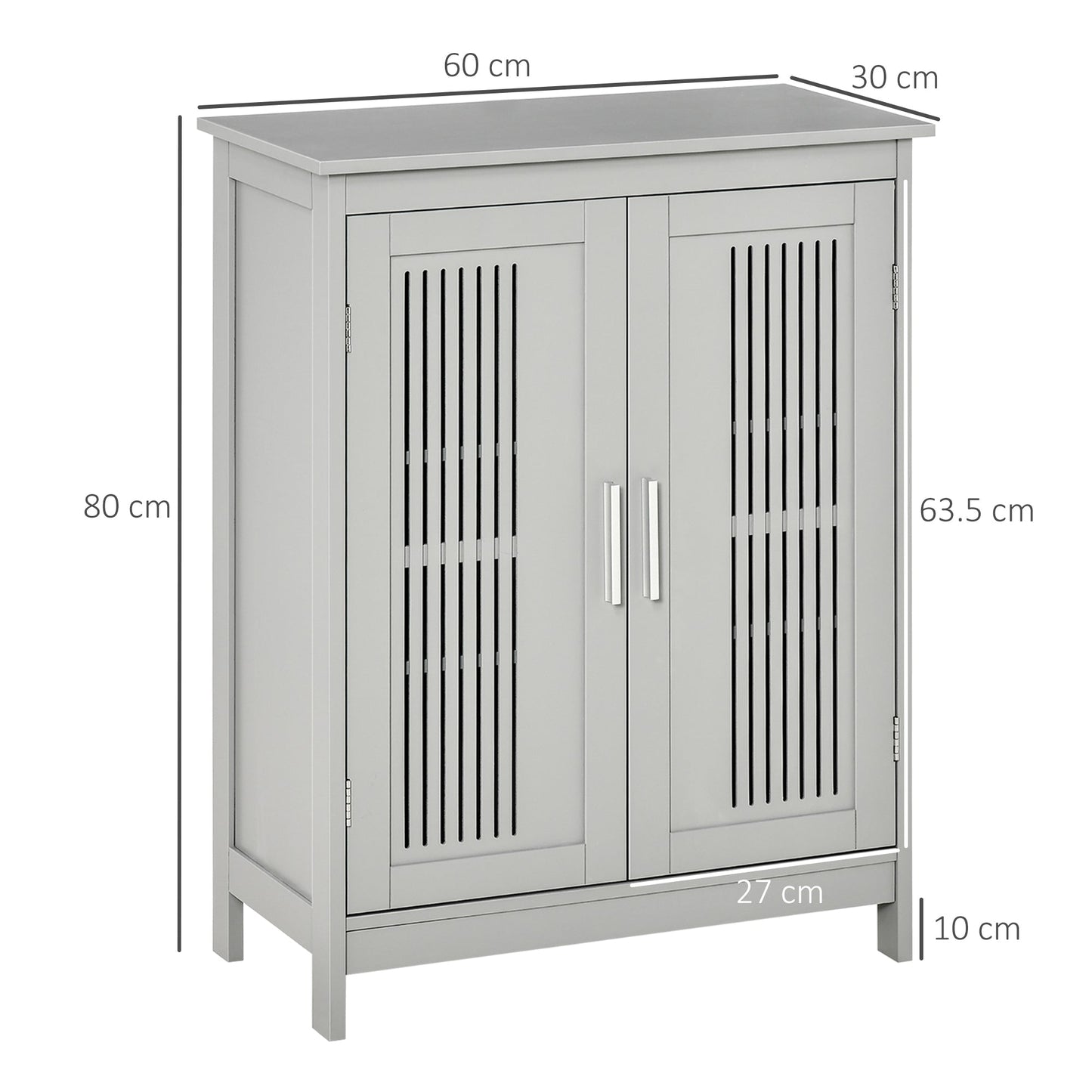 kleankin Modern Bathroom Floor Cabinet - Grey