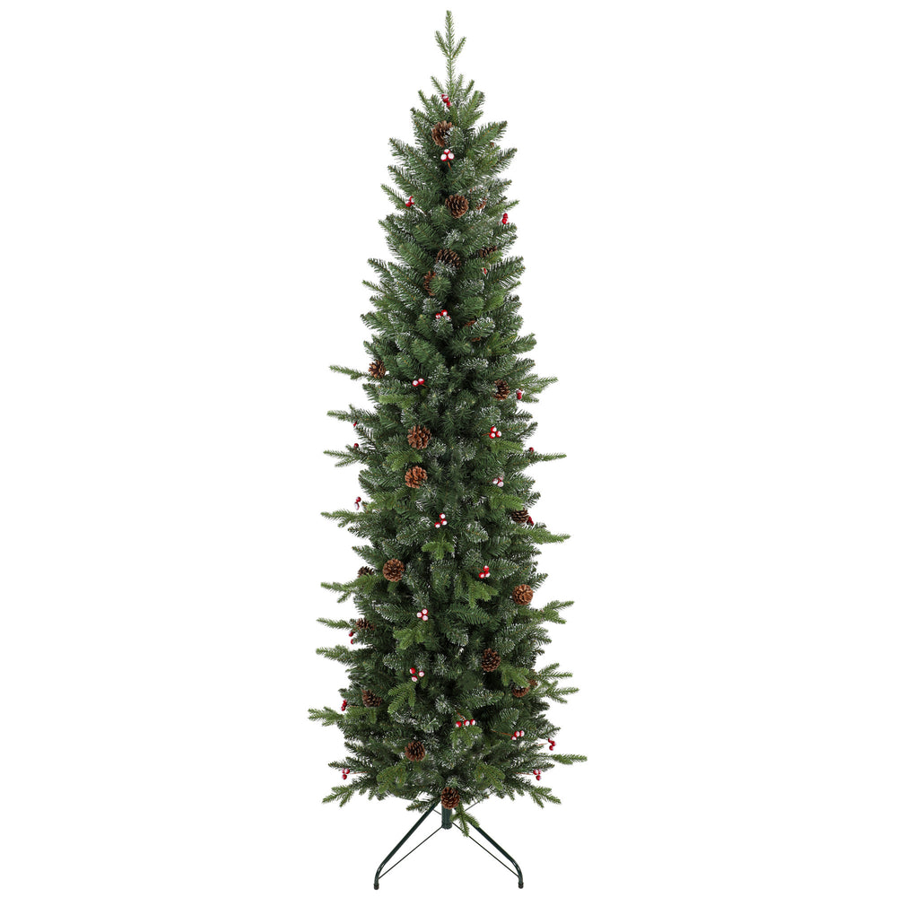 HOMCOM Slim Gracious Pine Xmas Tree, 6ft/180cm Artificial Christmas Tree with 688 Branch Tips, Foldable Steel Stand, Green