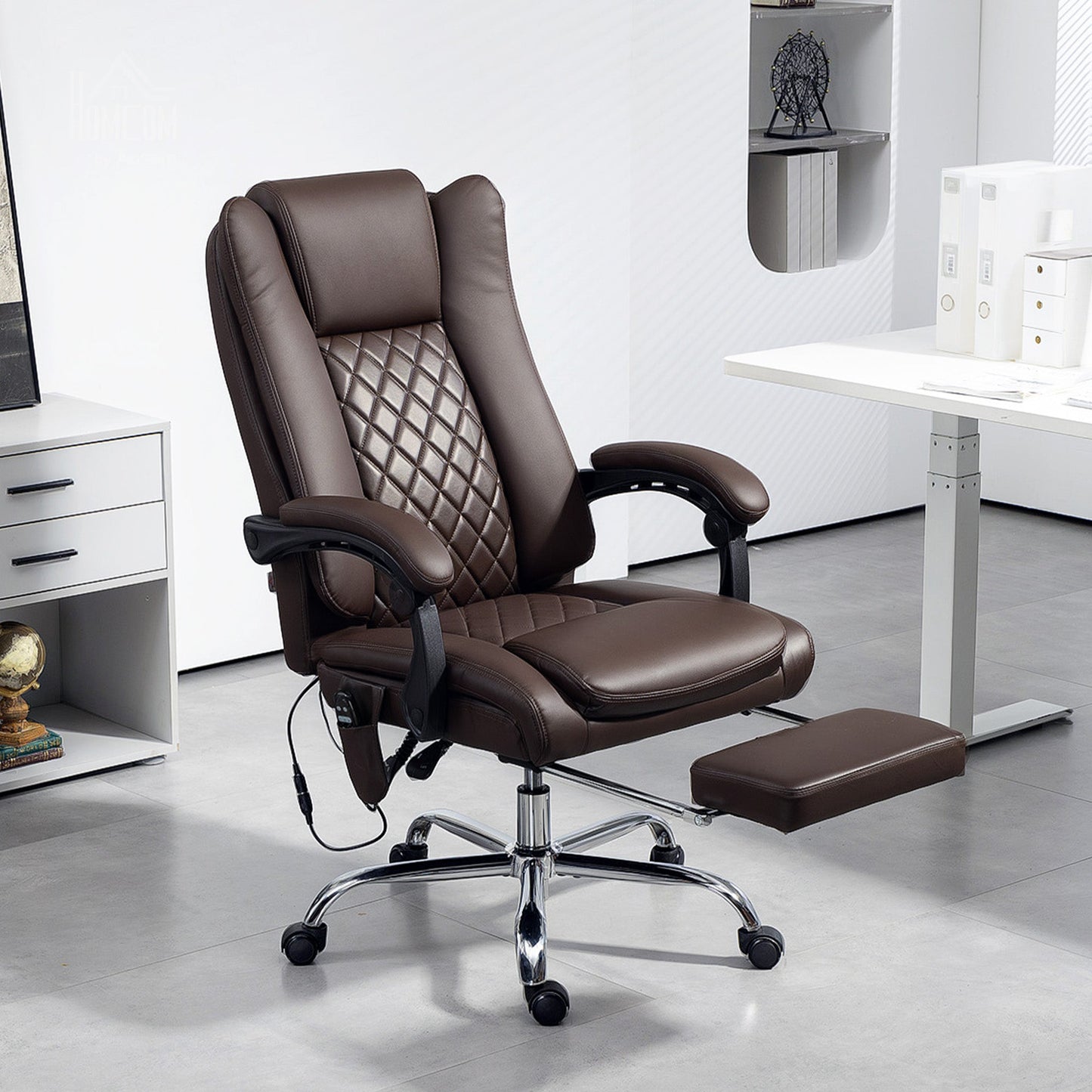 HOMCOM Executive Office Chair with 6-point Massage and Heat - Dark Brown
