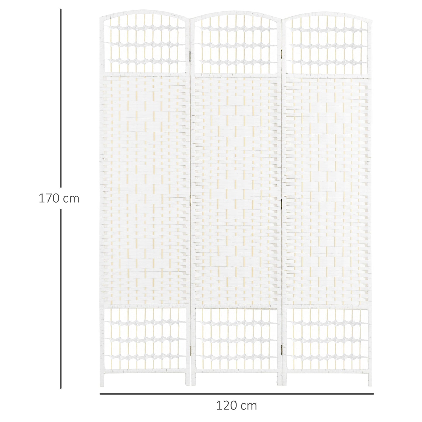 HOMCOM 3 Panel Folding Room Divider, Privacy Screen, Paravent Partition Separator for Living Room, Bedroom, White