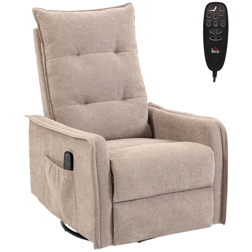 HOMCOM Recliner Armchair, Chenille Recliner Chair with Massage and Heat, 360 degrees Swivel Rocking Manual Recliner, Brown