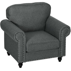 HOMCOM Mid-Century Armchair, with Pocket Springs - Charcoal Grey