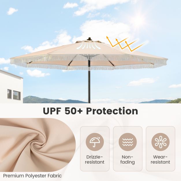 2.8M Patio Umbrella with Crank Handle and Push Button Tilt-Beige