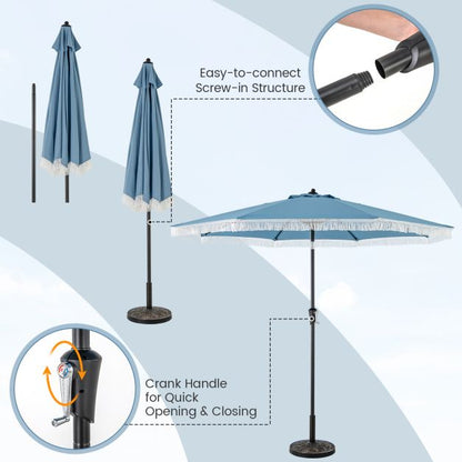 2.8M Patio Umbrella with Crank Handle and Push Button Tilt-Navy