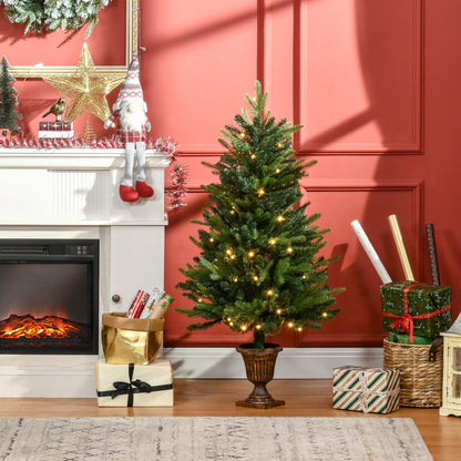 HOMCOM 1.2m 4ft Christmas Tree Entrance DÃ©cor 750 Tips Xmas Pre-lit Tree 80 LED with Vase Base