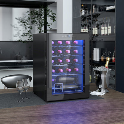 HOMCOM 20 Bottle 5-18 degrees C Countertop Wine Fridge - Black