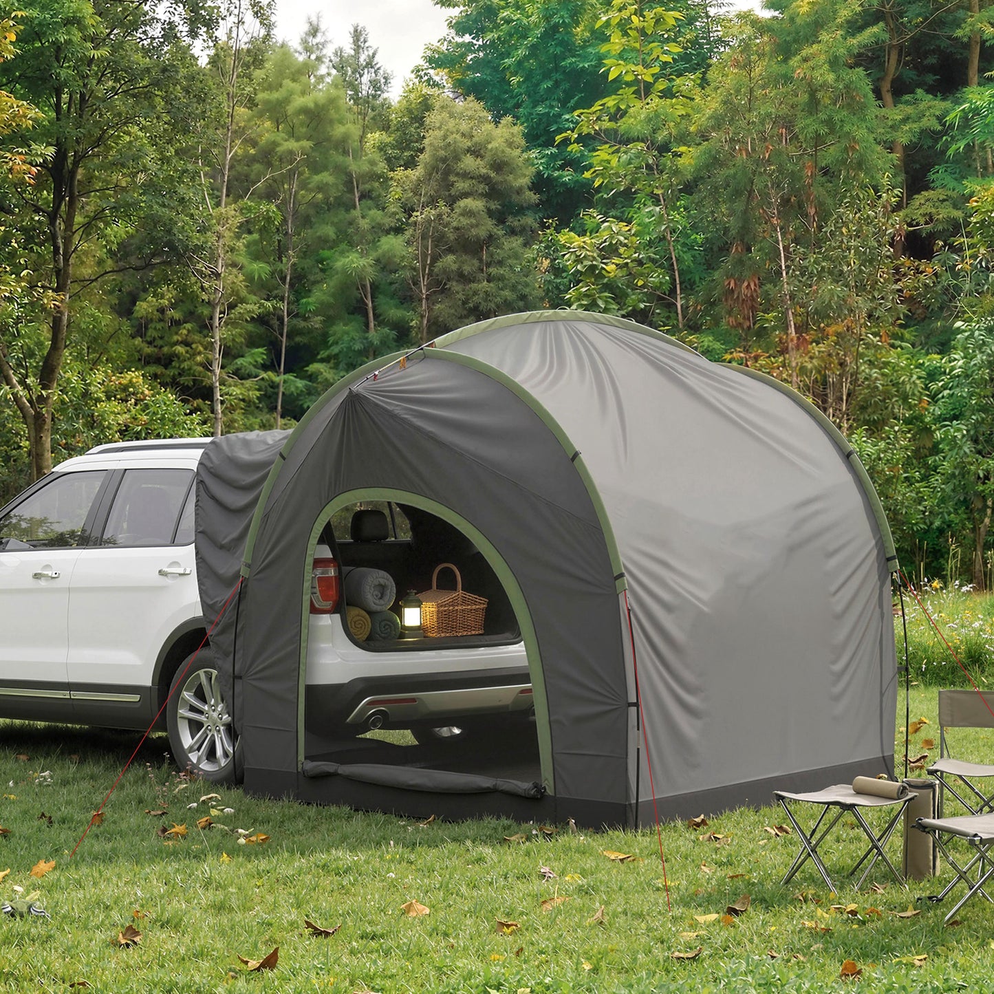 Outsunny Car Tent with 2.35m Stand-Up Height, 3000mm Waterproof Tailgate Tent with Mesh Windows for Family Camping Travelling