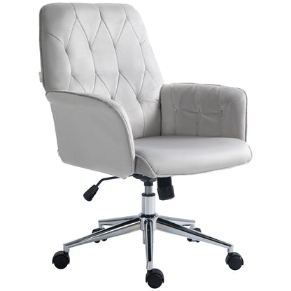 Vinsetto Linen Computer Chair with Armrest, Modern Swivel Chair with Adjustable Height, Light Grey