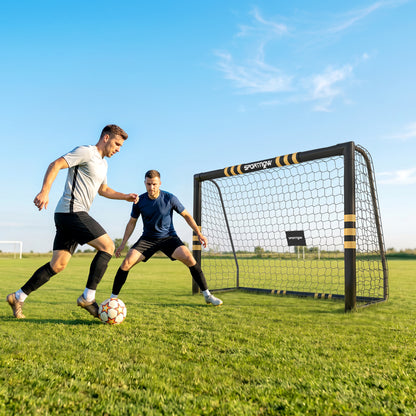 SPORTNOW Football Goal, 8 x 5ft Portable Football Net with EPE Foam Padding, PVC Tube Covers Ground Stakes and Metal Frame