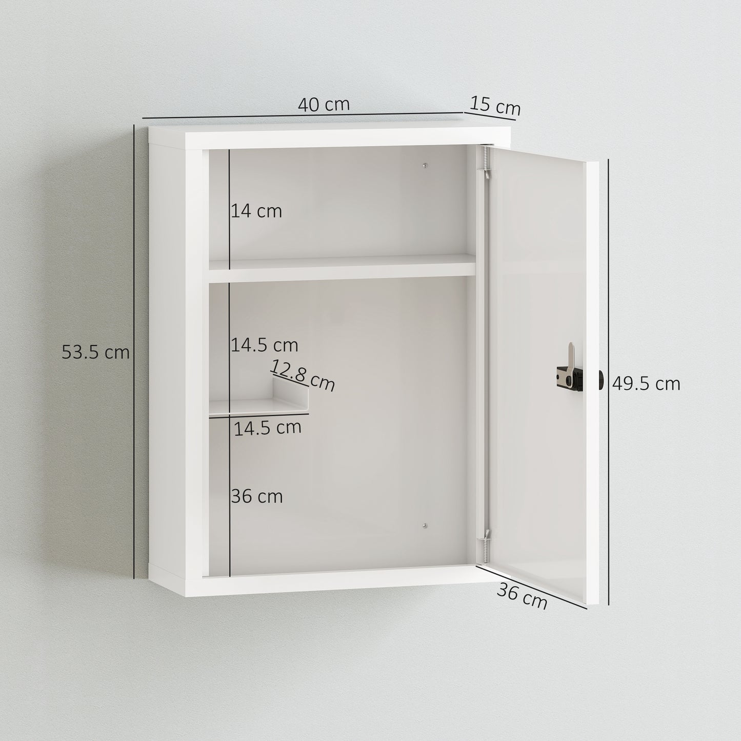 HOMCOM Wall Mount Medicine Cabinet, Bathroom Cabinet with Combination Lock, Door and Storage Shelves, White