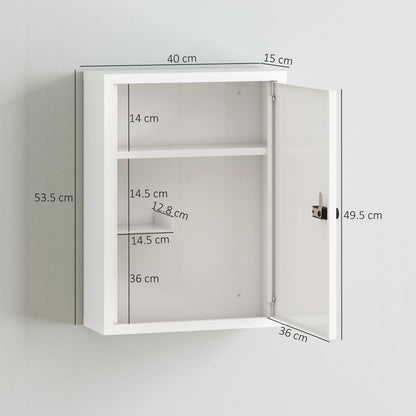 HOMCOM Wall Mount Medicine Cabinet, Bathroom Cabinet with Combination Lock, Door and Storage Shelves, White