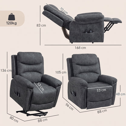 HOMCOM Riser Recliner Chair with Massage and Heat, Electric Lift Recliner Armchair for Elderly with Spring Cushion, Grey