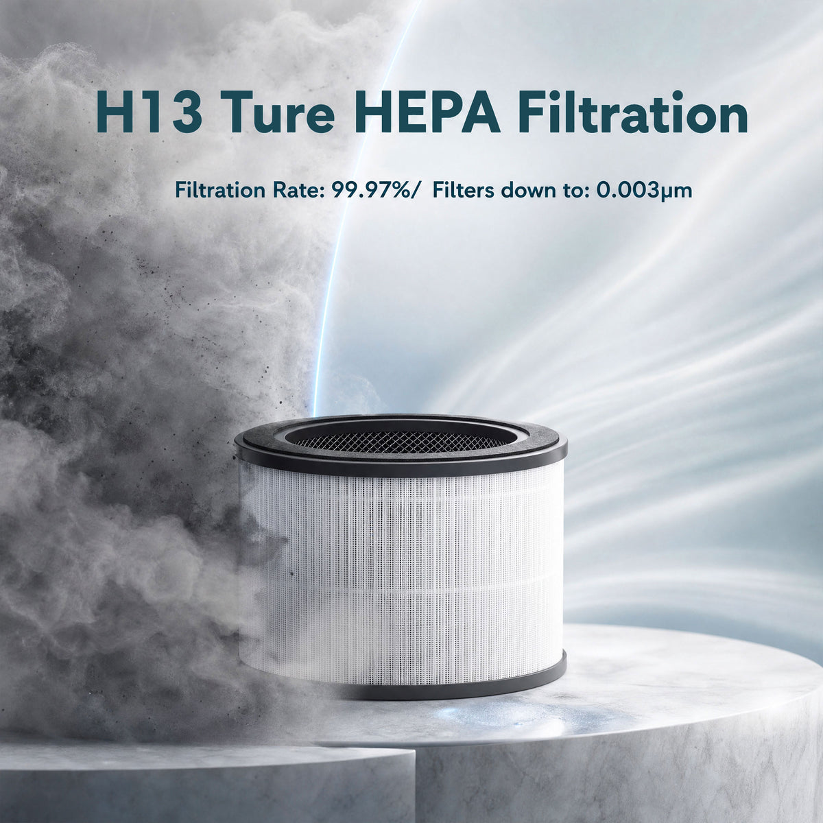 HOMCOM H13 True HEPA Replacement Filter for Air Purifier (Model 823-097), Activated Carbon Filter for Smoke, Odours, 2 Pack