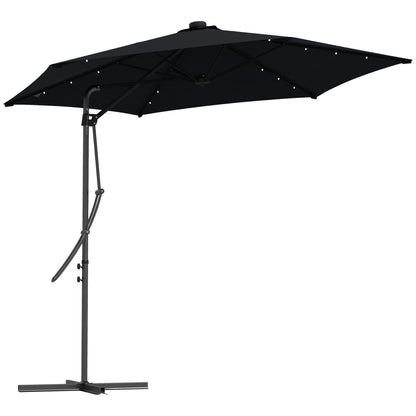 Outsunny 3(m) Solar LED Cantilever Parasol - Black