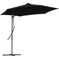 Outsunny 3(m) Solar LED Cantilever Parasol - Black