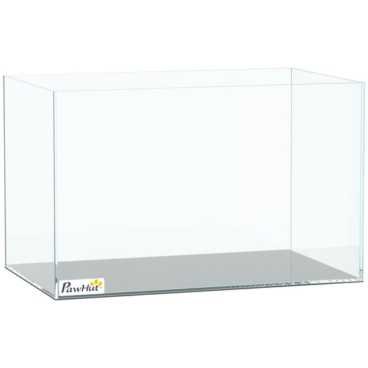PawHut Fish Tank Bare Glass for DIY Glass Aquarium with Protective Base Mat 24L Transparent for Fish Shrimps