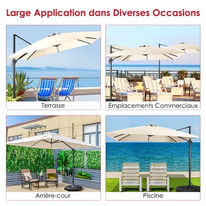 Parasol with 3 tilt settings for gardens terraces cafes 300 x 300 x 273 cm Beige