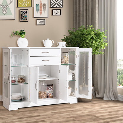 Buffet Sideboard with 2 Drawers & 3 Cabinets for Kitchen & Living Room-White