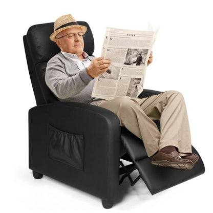 Modern Recliner Sofa Lounge / Adjustable Backrest Armchair-Black