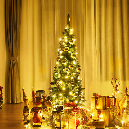 Artificial Pencil Christmas Tree with LED Lights in 3 Sizes-6.5FT