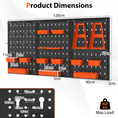 9-Bin Parts Rack Organizer with Hammer Racks for Garage-Orange