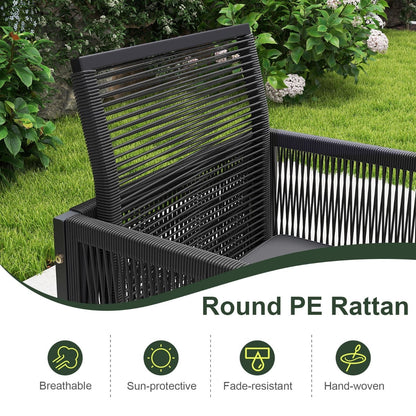9 Pieces Patio Dining Set with PE Rattan Chairs and Tempered Glass Table-Grey