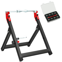 HOMCOM Foldable Motorcycle Wheel Balancer Truing Stand with Spoke Wrench, Steel Bike Tyre Rim Balancing Stand with Aluminium Shaft, Fits Wheels up to 23