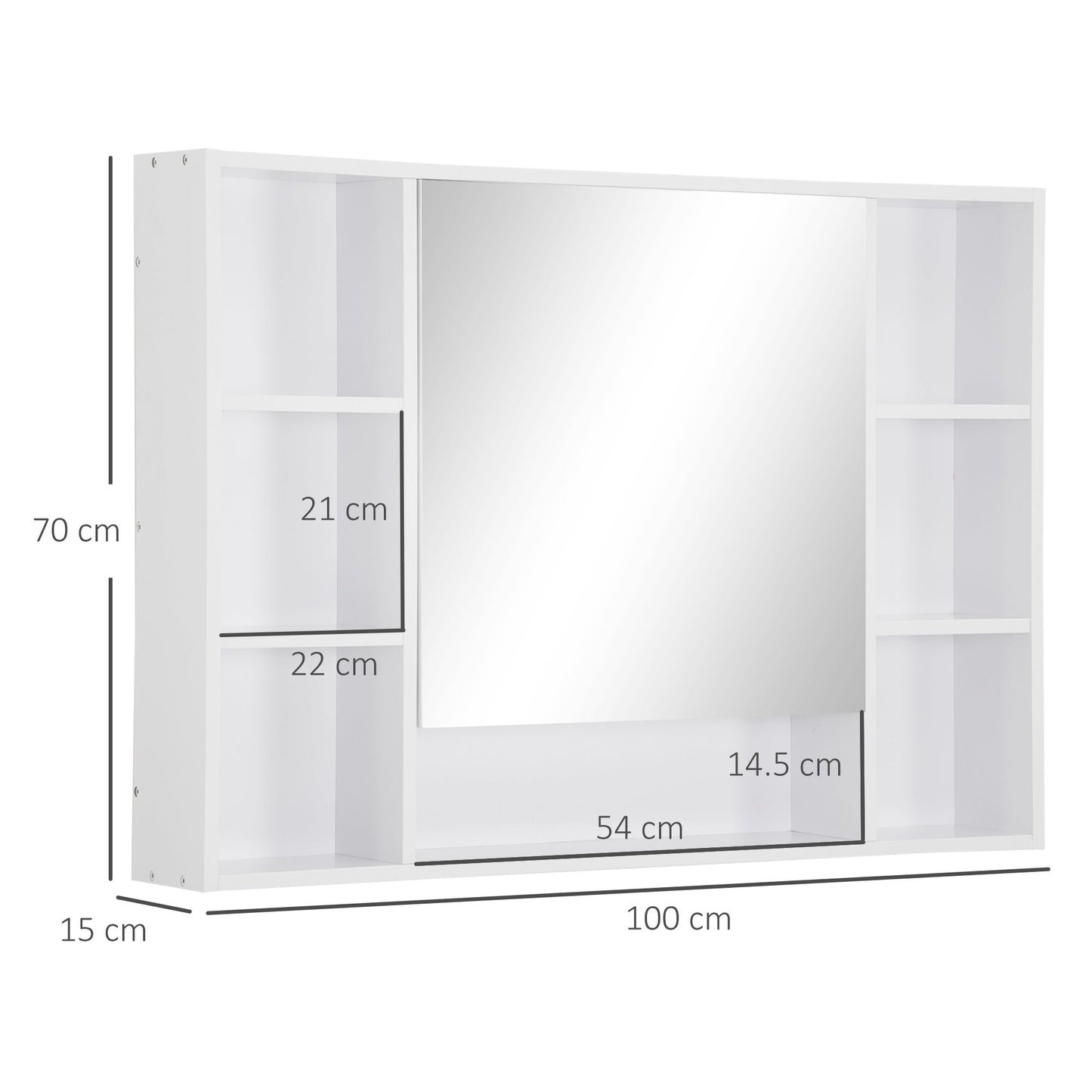 kleankin Wall Mounted Medicine Cabinet, Bathroom Mirror Cabinet with Mirrored Door, Shelves and Storage Cupboard, White