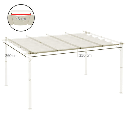 Outsunny Retractable Pergola Cover, 3.5 x 2.6 m Replacement Canopy Fabric for 4 x 3 m Frame, Roof Top Only, Cream White