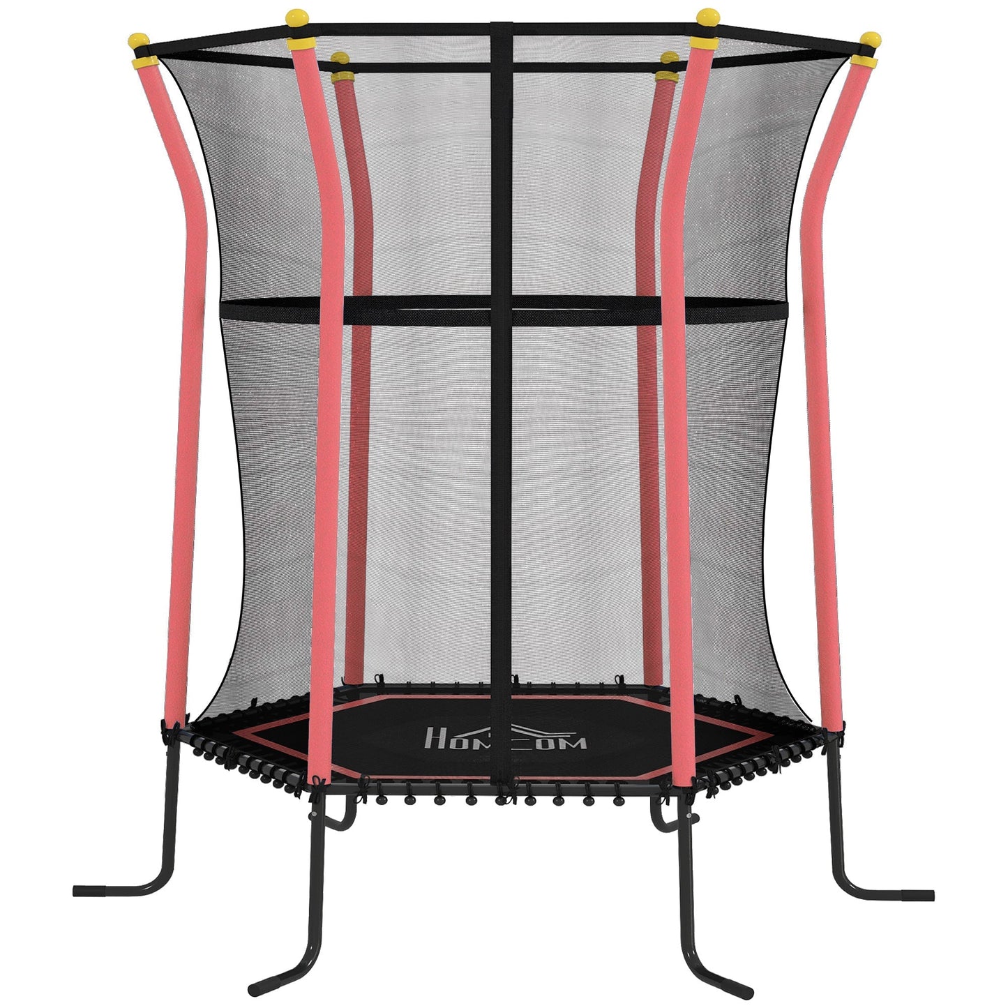 HOMCOM Kids Trampoline Mini Bouncer with Enclosure Safety Net For Ages 3-10 Years - Red