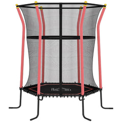 HOMCOM Kids Trampoline Mini Bouncer with Enclosure Safety Net For Ages 3-10 Years - Red