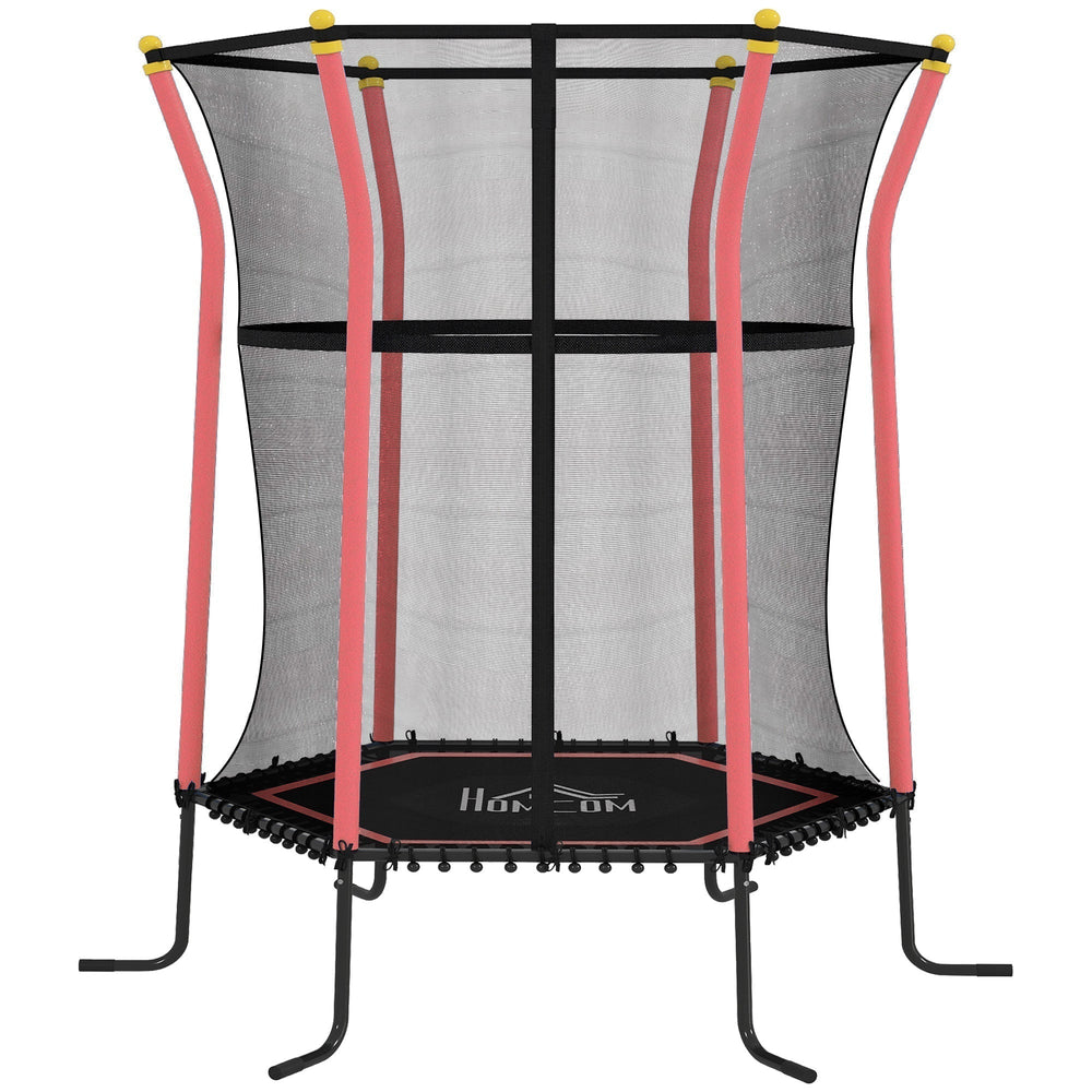 HOMCOM Kids Trampoline Mini Bouncer with Enclosure Safety Net For Ages 3-10 Years - Red