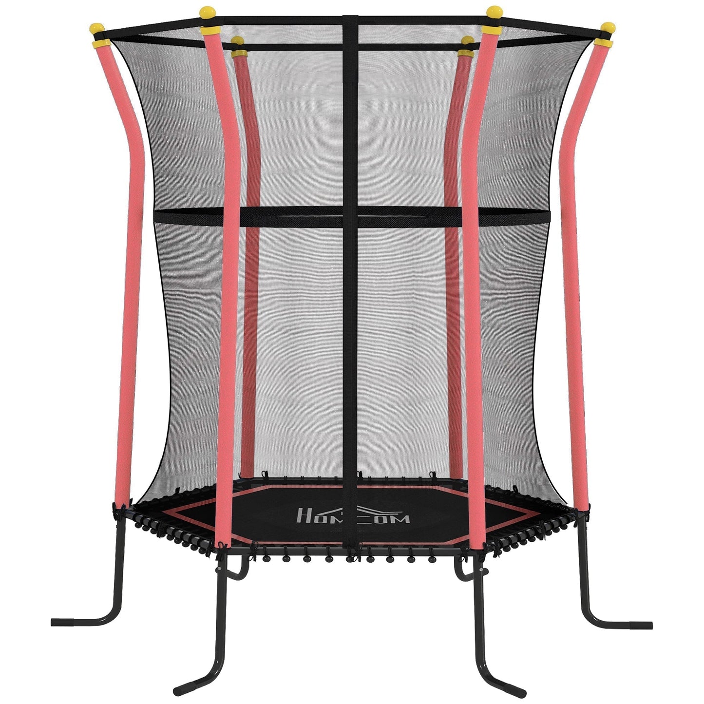 HOMCOM Kids Trampoline Mini Bouncer with Enclosure Safety Net For Ages 3-10 Years - Red