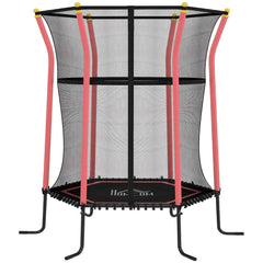 HOMCOM Kids Trampoline Mini Bouncer with Enclosure Safety Net For Ages 3-10 Years - Red