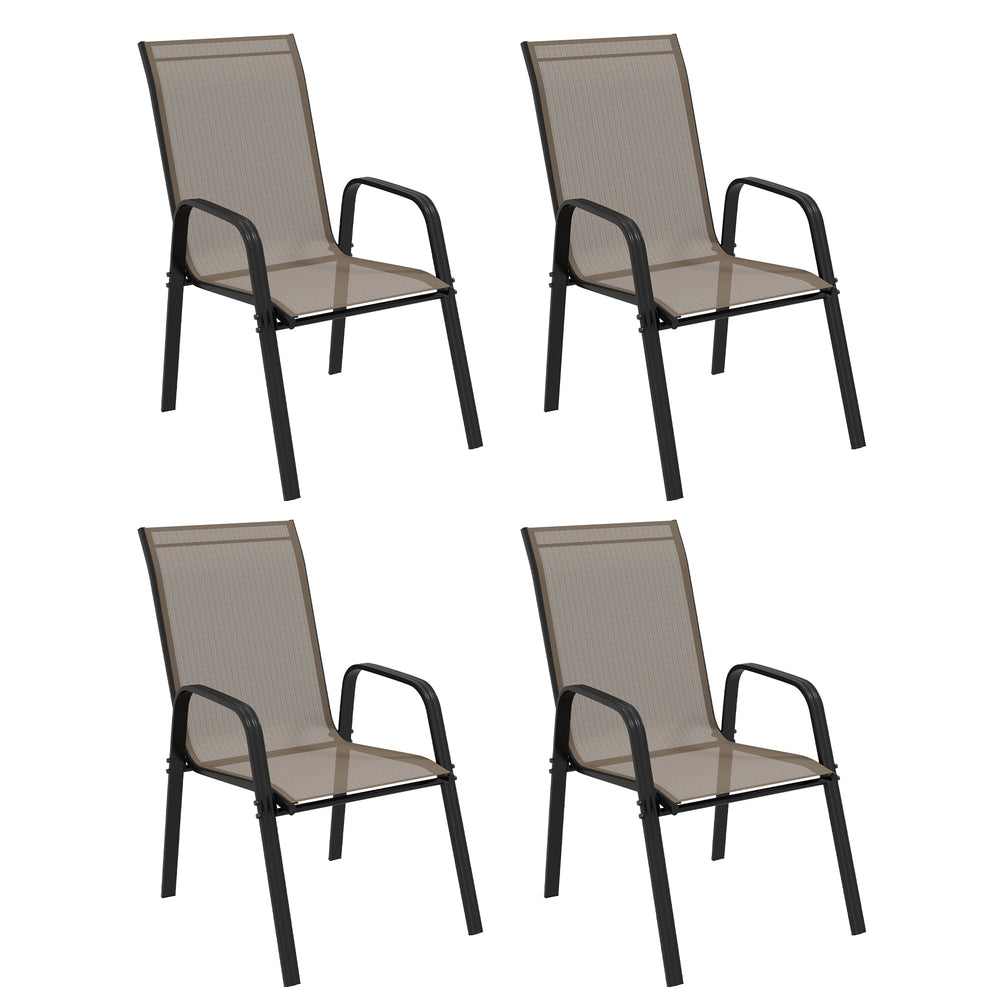 Outsunny Set of Four Stackable Mesh Seat Chairs - Grey