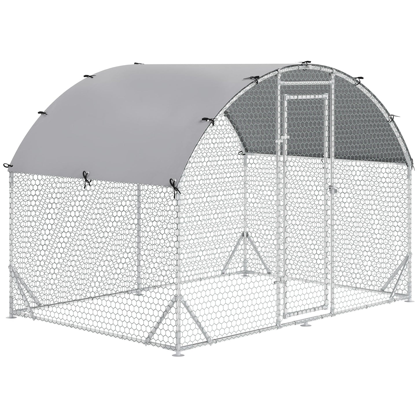 PawHut Walk In Chicken Run Galvanised Chicken Coop Hen Poultry House Cage Pet Playpen Garden with Water-Resist Cover, 2.8 x 1.9 x 2m