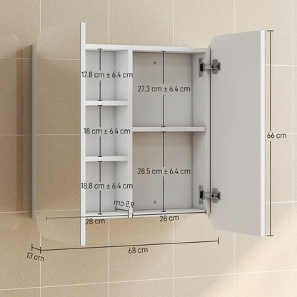 HOMCOM Arched Bathroom Mirror Cabinet with Adjustable Shelves - White