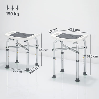 HOMCOM 44-51.5cm Aluminium Frame Shower/Bath Stool - Grey