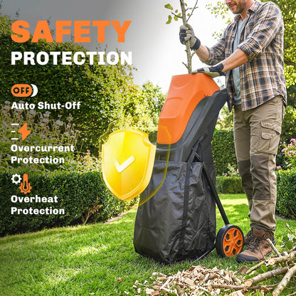 Outsunny 2500W Electric Wood Chipper, Corded Wood Mulcher Shredder with 45L Collection Bag, 4300RPM, 44mm Cutting Diameter