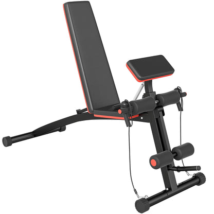 HOMCOM Foldable Weight Bench, Adjustable Strength Training Sit Up Ab Bench, Incline/Decline, Red