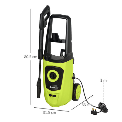 DURHAND 1800W High√Ç Pressure√Ç Washer, 150 Bar Pressure, 510 L/h Flow, High-Performance Portable Power Washer Jet Wash Cleaner with 6M Hose, Snow Foam Bottle for Garden, Car, Furniture, Green