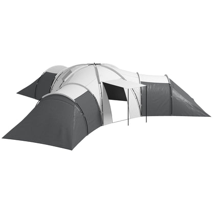 Outsunny 6-9 Man Tent with Bedrooms and Living Room, Accessories Included, Dark Grey